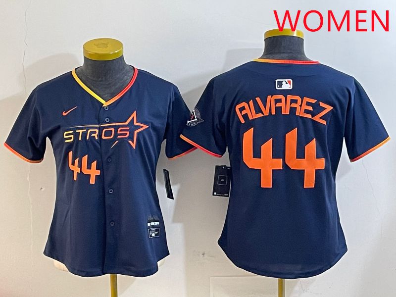 Women Houston Astros #44 Alvarez Drak Blue Three generations Joint Name 2025 Nike MLB Jersey style 4105->women mlb jersey->Women Jersey